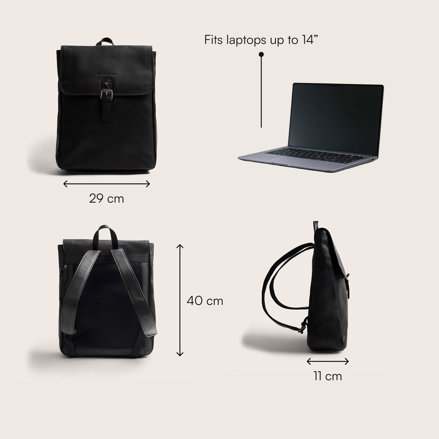 Leren Laptoprugzak Zwart Farrow