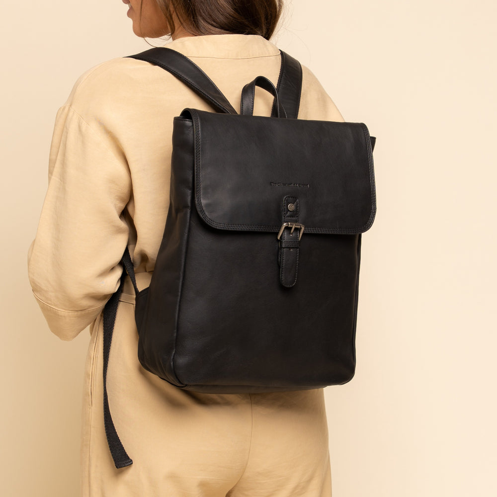 Leren Laptoprugzak Zwart Farrow