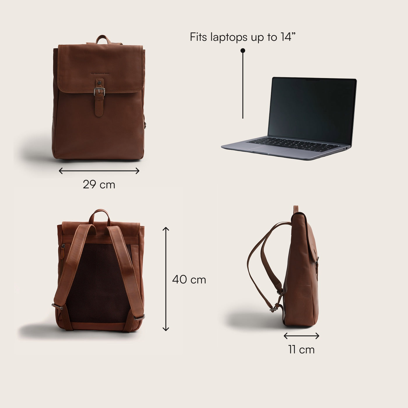Leren Laptoprugzak Cognac Farrow