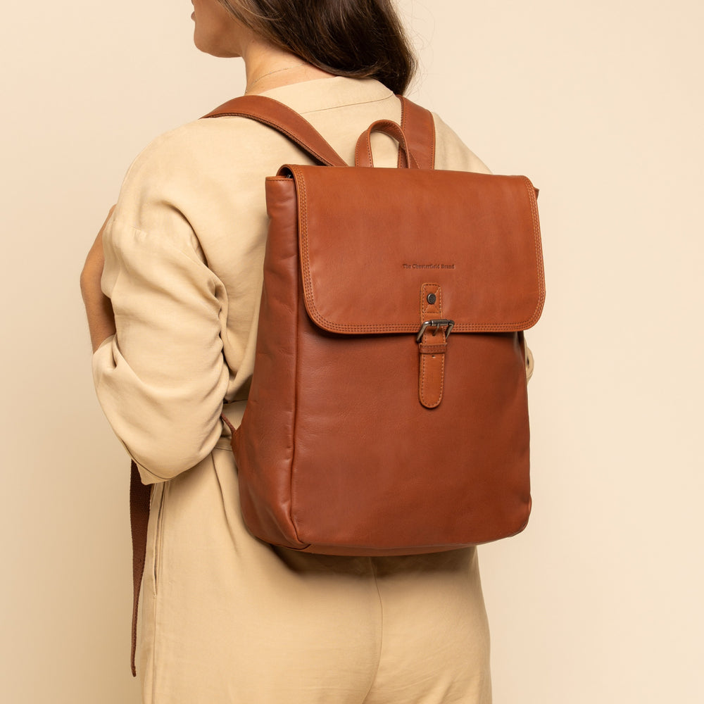 Leather Laptop Backpack Cognac Farrow