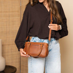 Leather Shoulder Bag Cognac Fenja
