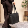 Leder Shopper Schwarz Ferrera