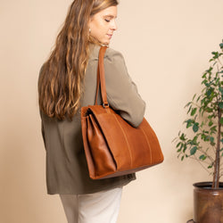 Leather Shopper Cognac Fidenza
