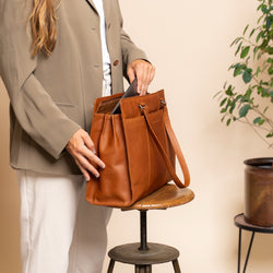 Leather Shopper Cognac Fidenza