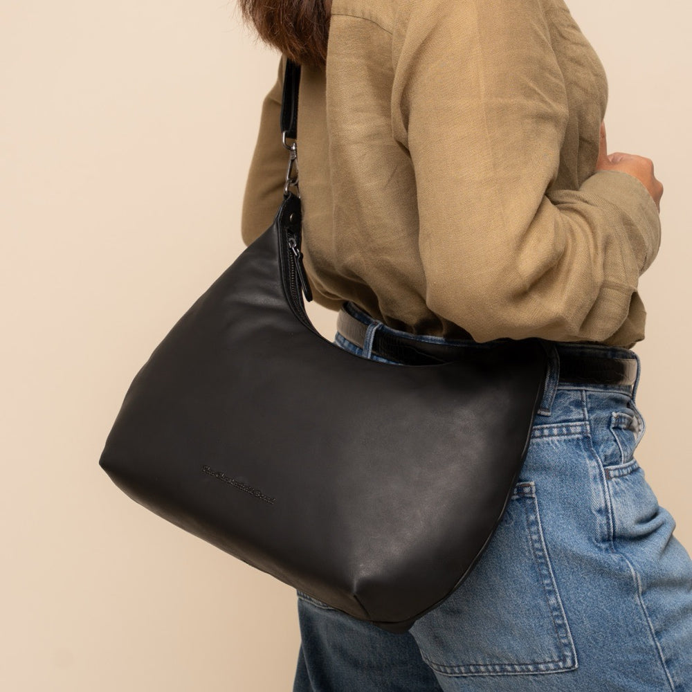 Sac Porté Épaule en Cuir Noir Fierra