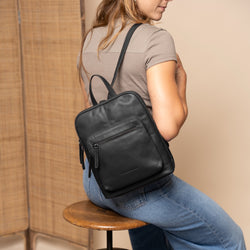 Sac à Dos en Cuir Noir Floran