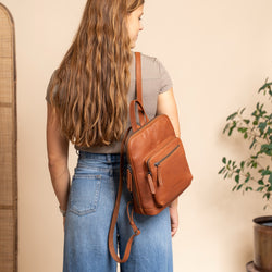Leather Backpack Cognac Floran