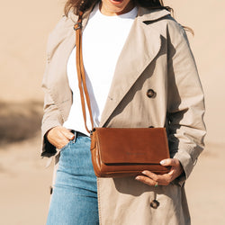Sac Bandoulière en Cuir Cognac Forano