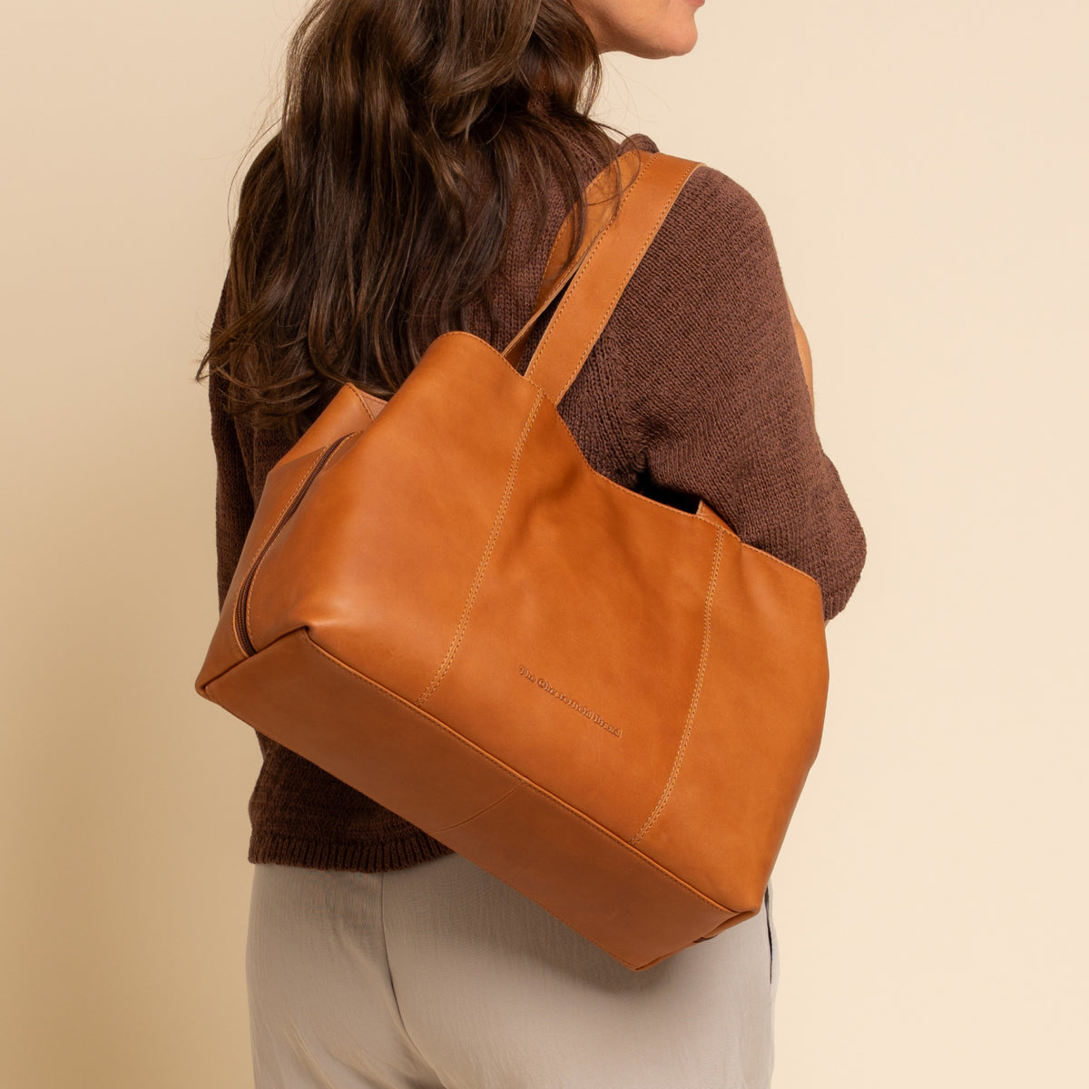 Leather Shoulder Bag Cognac Gail