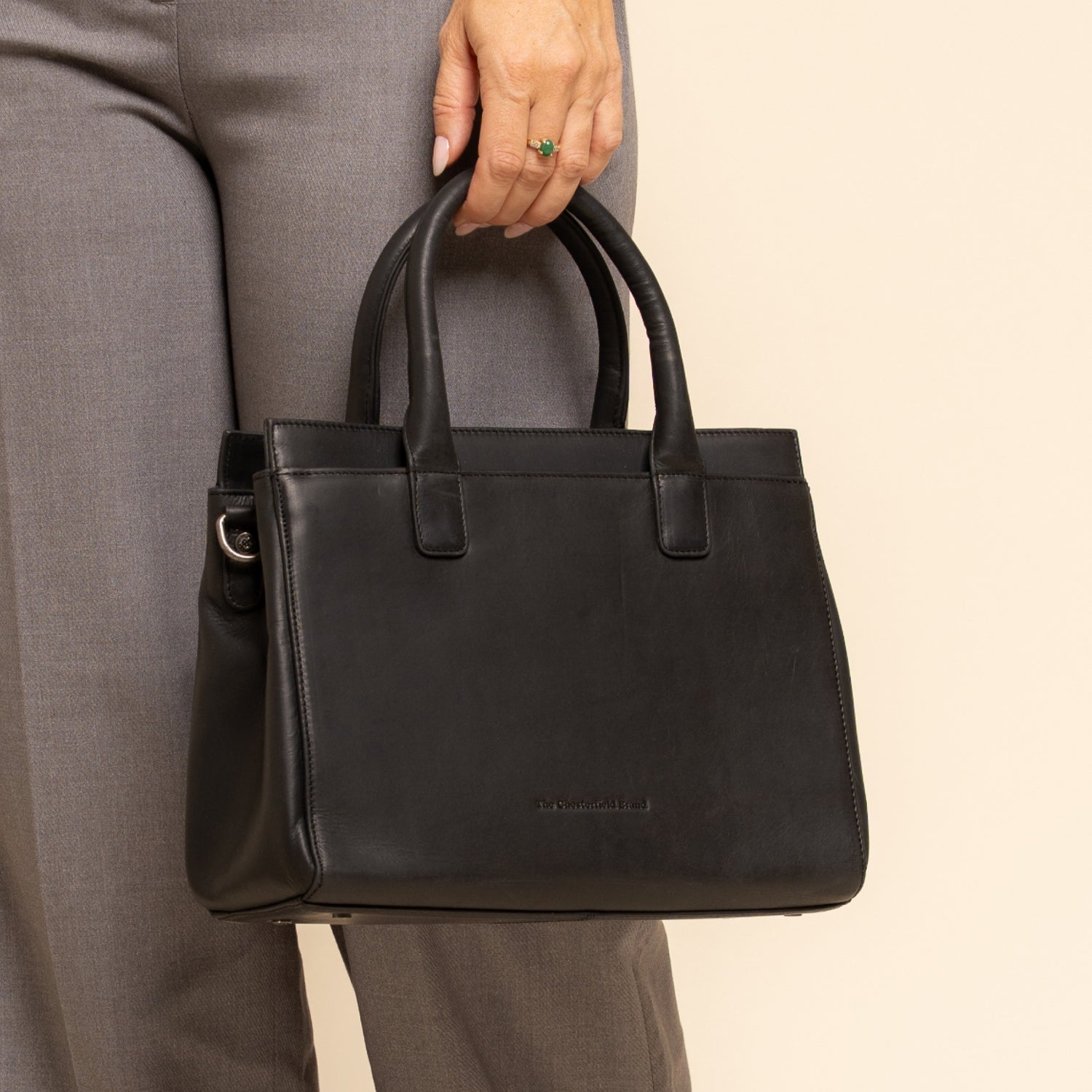 Leder Handtasche Schwarz Garda