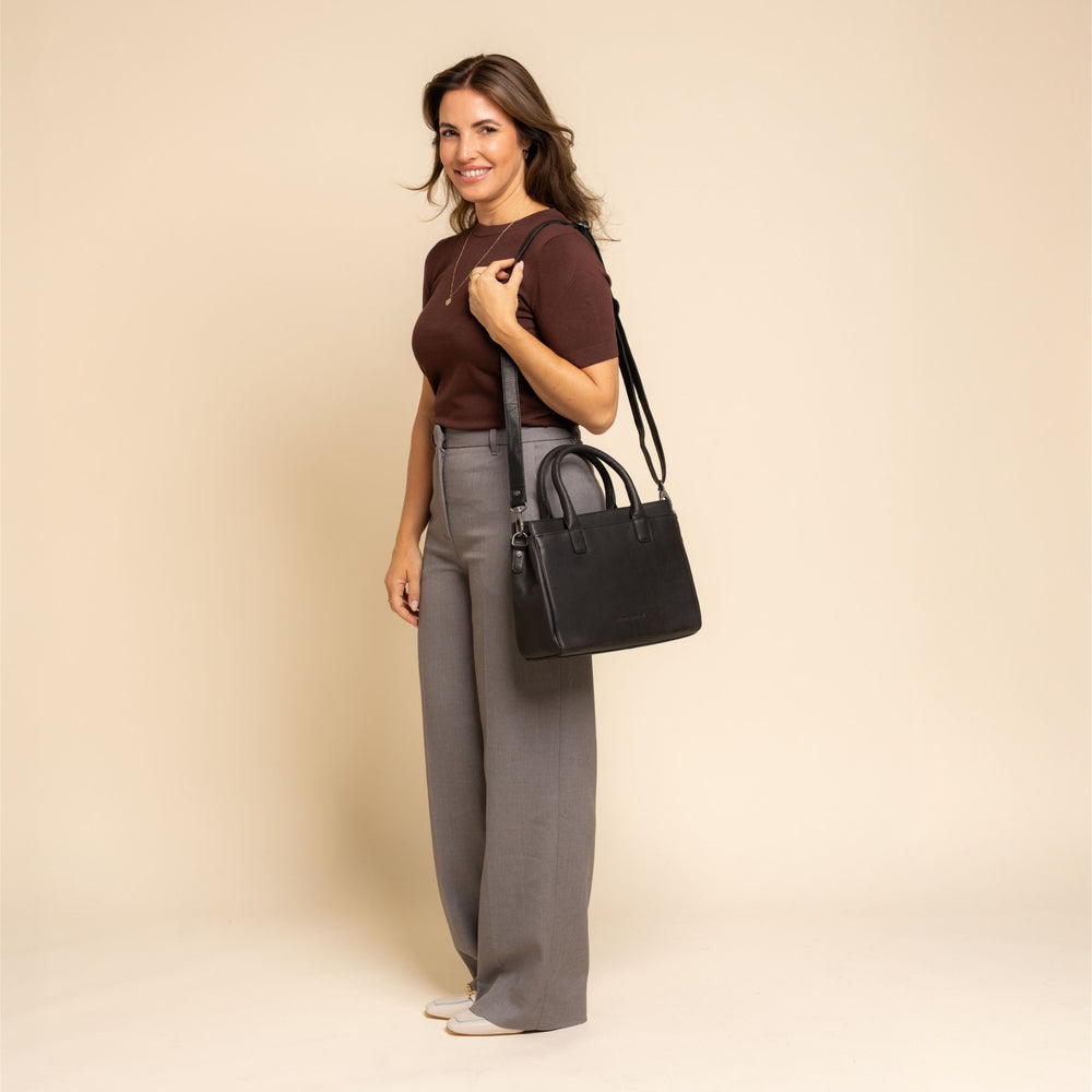 Leder Handtasche Schwarz Garda