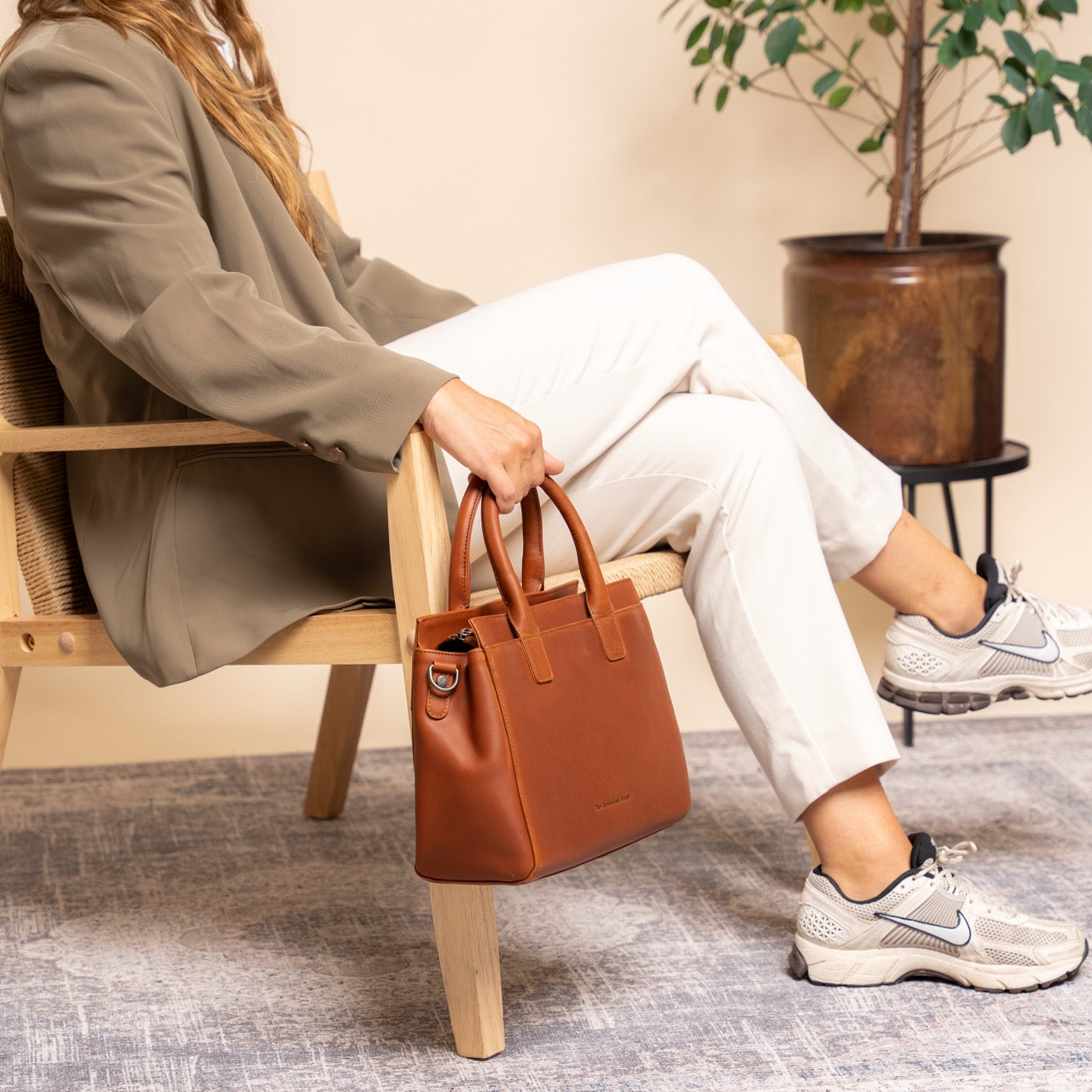 Leather Shoulder Bag Cognac Garda