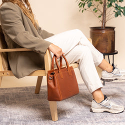 Sac Bandoulière en Cuir Cognac Garda