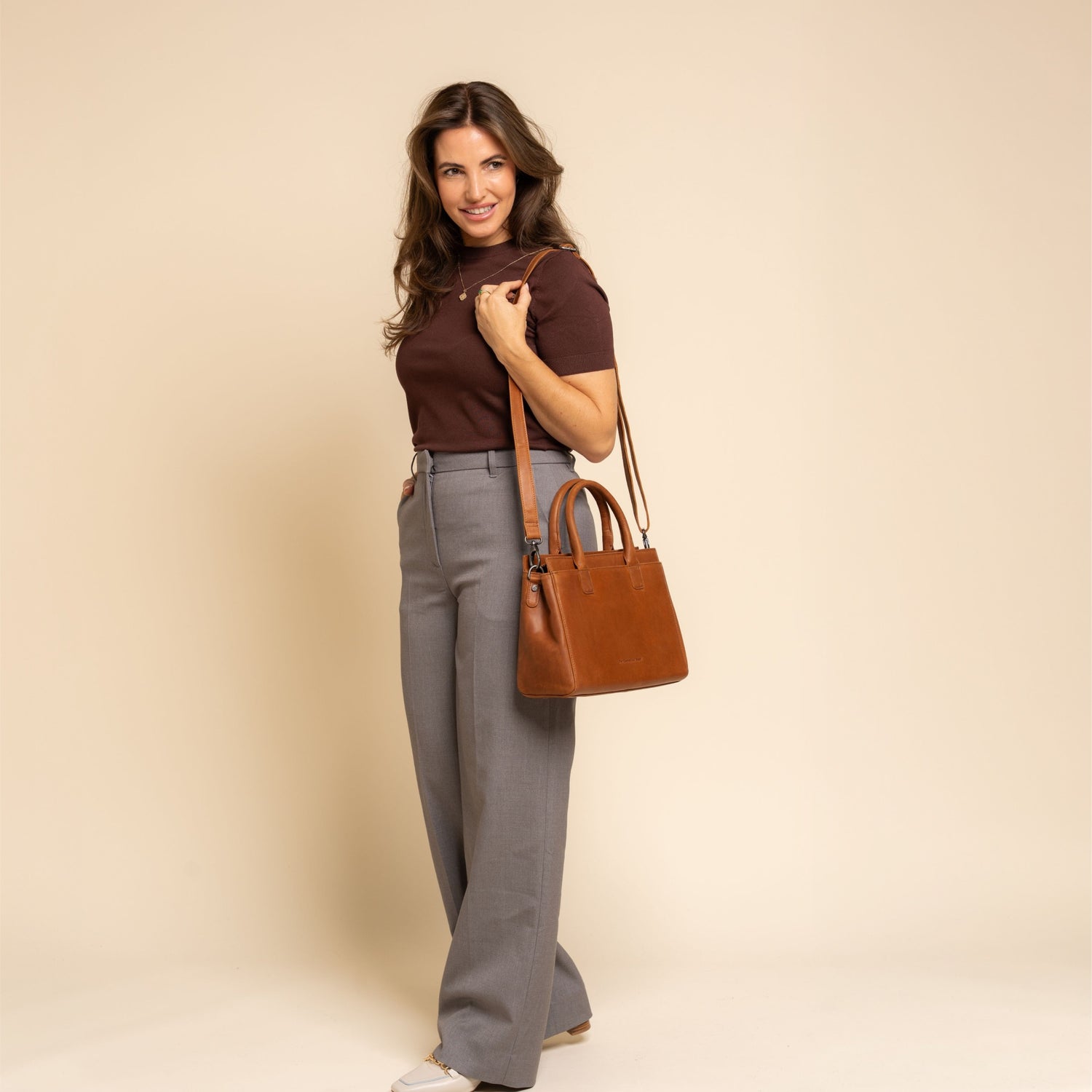 Leren Handtas Cognac Garda
