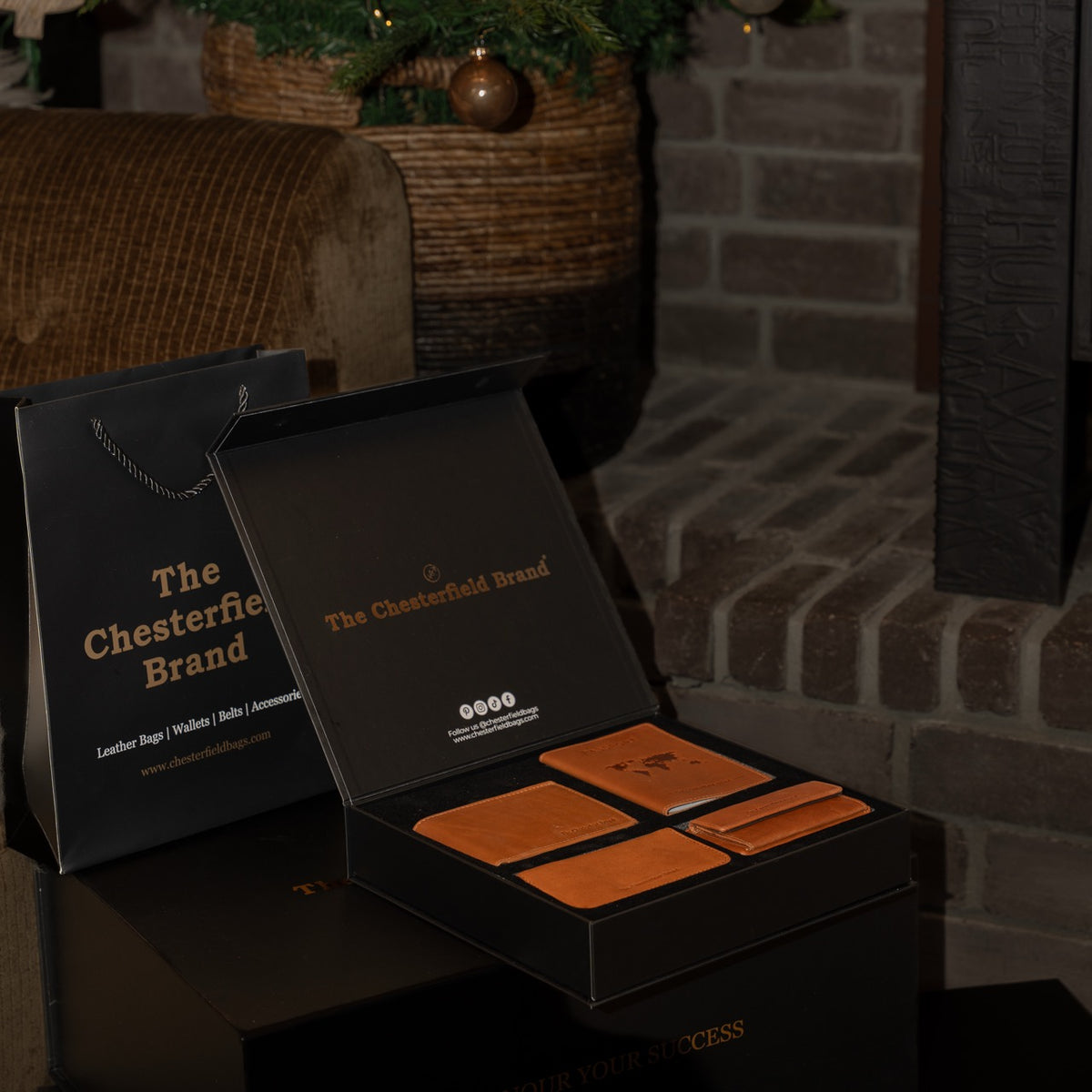 Giftset Leren Portemonnee Cognac Timo