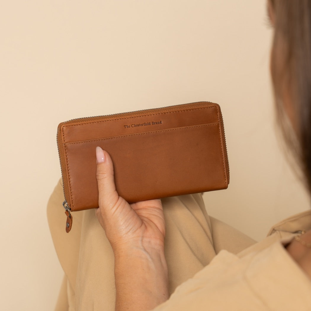 Leren Portemonnee Cognac Halle