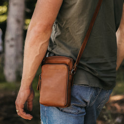 Leren Telefoontasje Cognac Hamilton