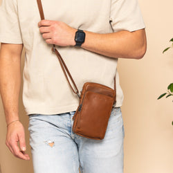 Leren Telefoontasje Cognac Hamilton