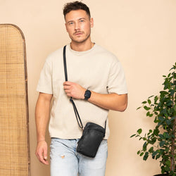 Leren Telefoontasje Zwart Hamilton