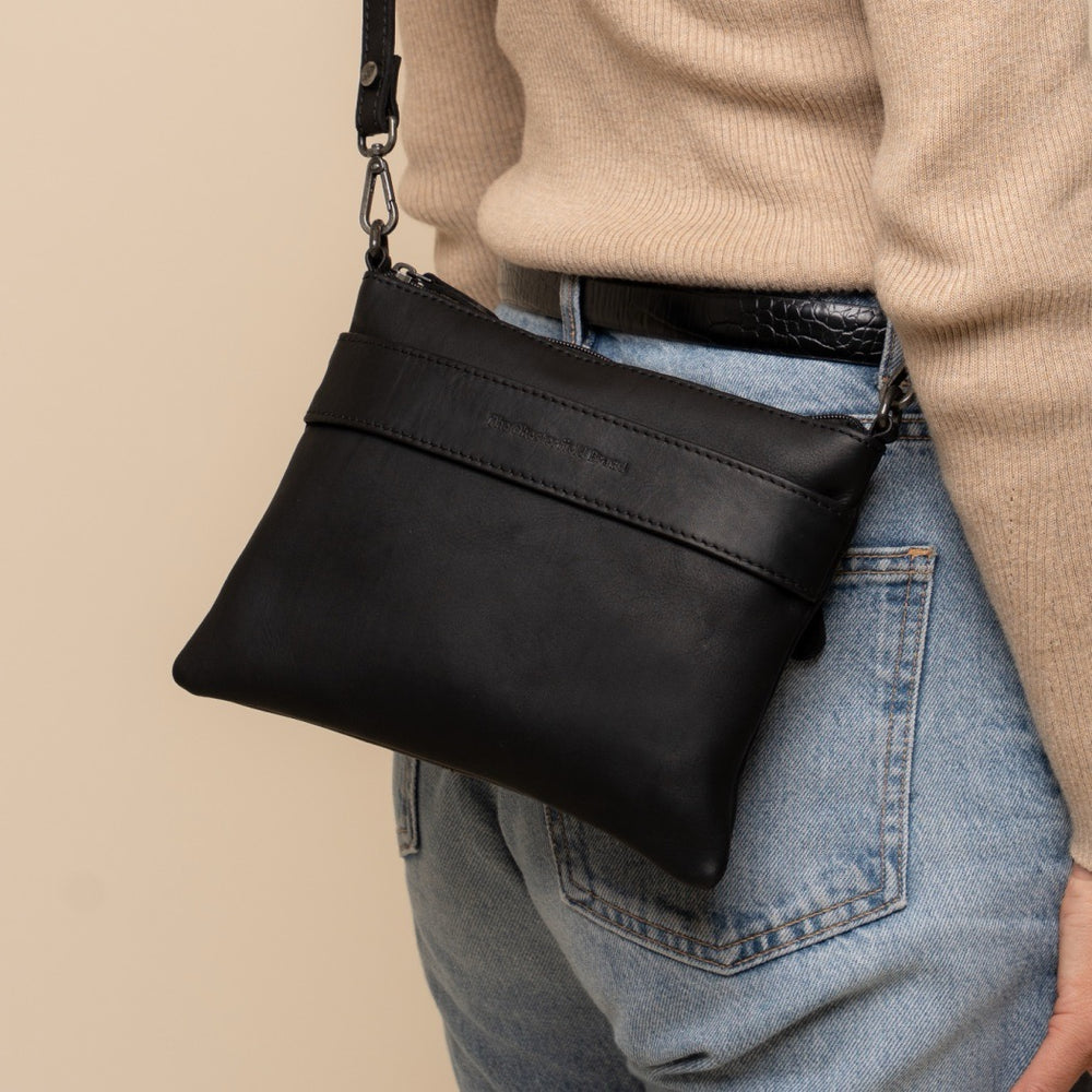 Sac Bandoulière en Cuir Noir Harlan