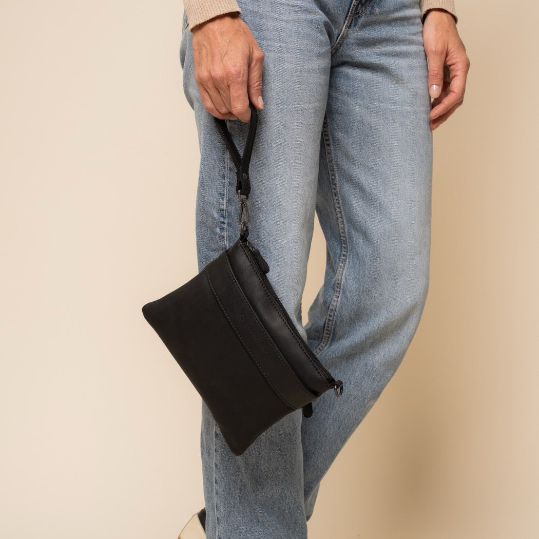 Sac Bandoulière en Cuir Noir Harlan