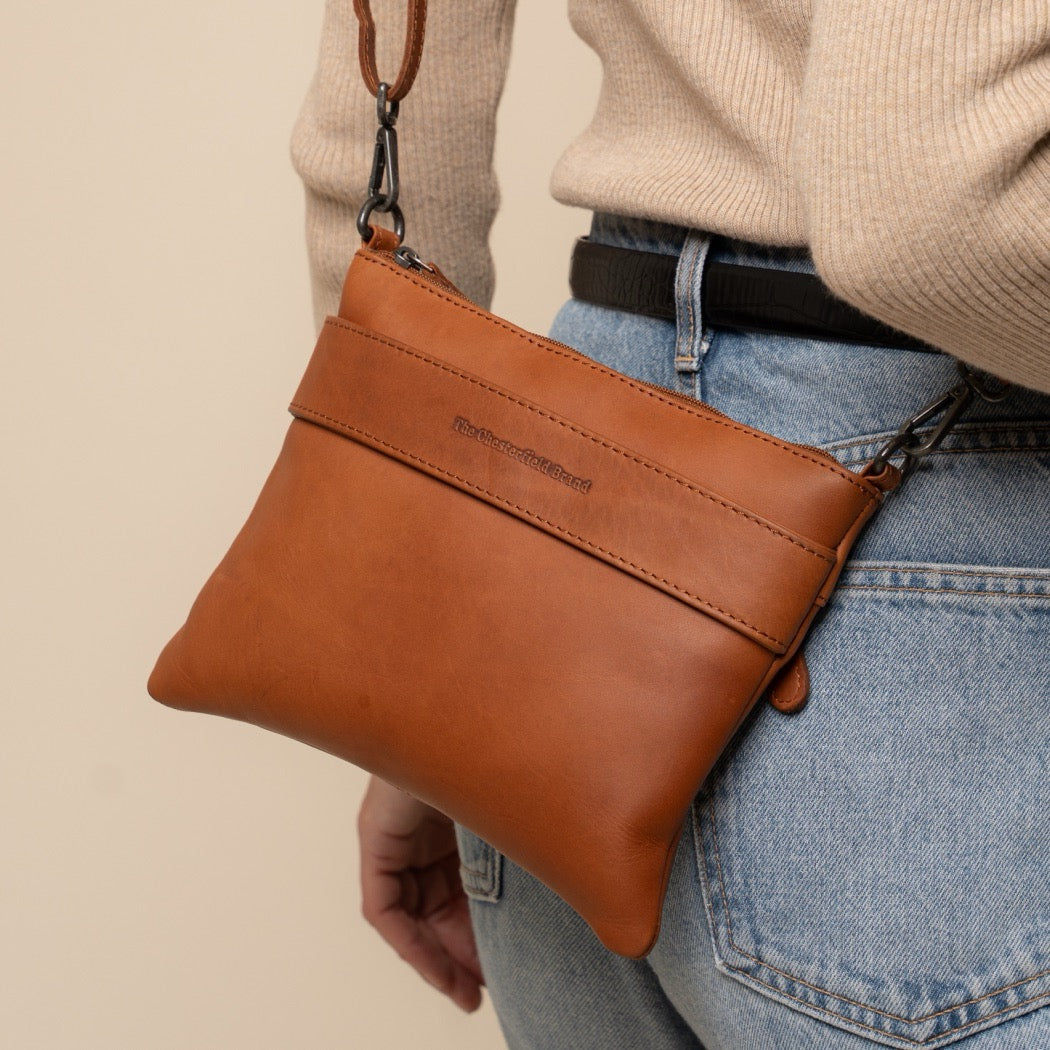 Sac Bandoulière en Cuir Cognac Harlan