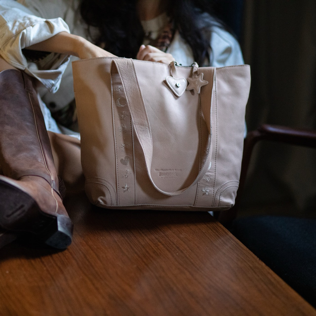 Cabas en Cuir Beige Heatherly