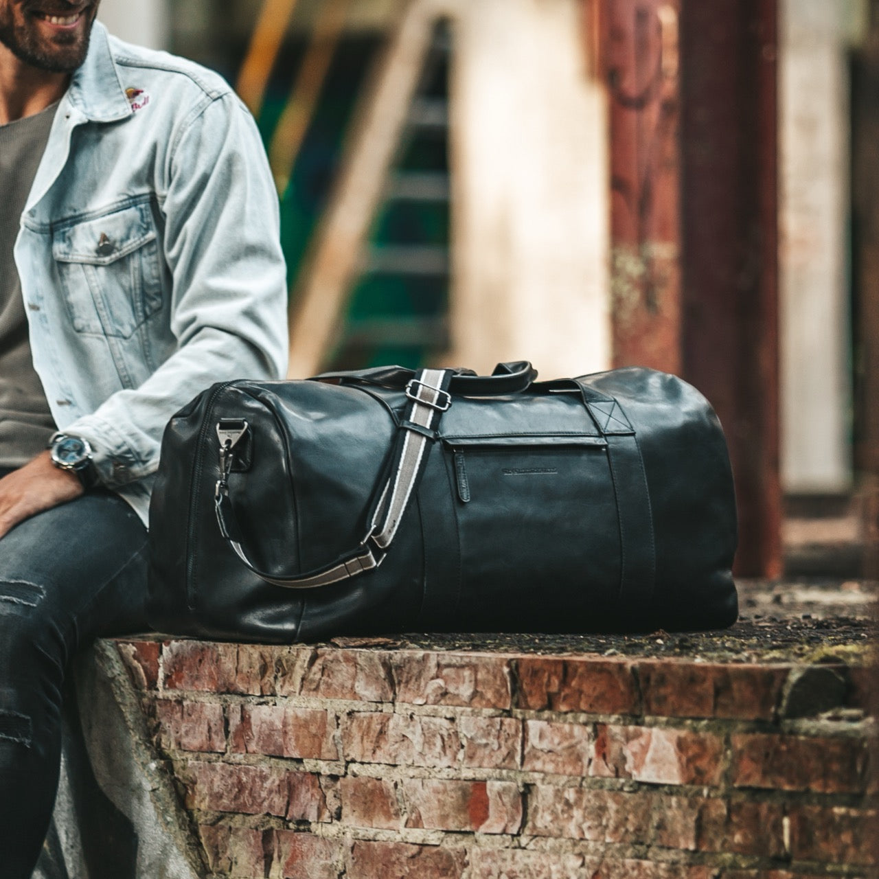 Leather Travel Bag Black Hudson