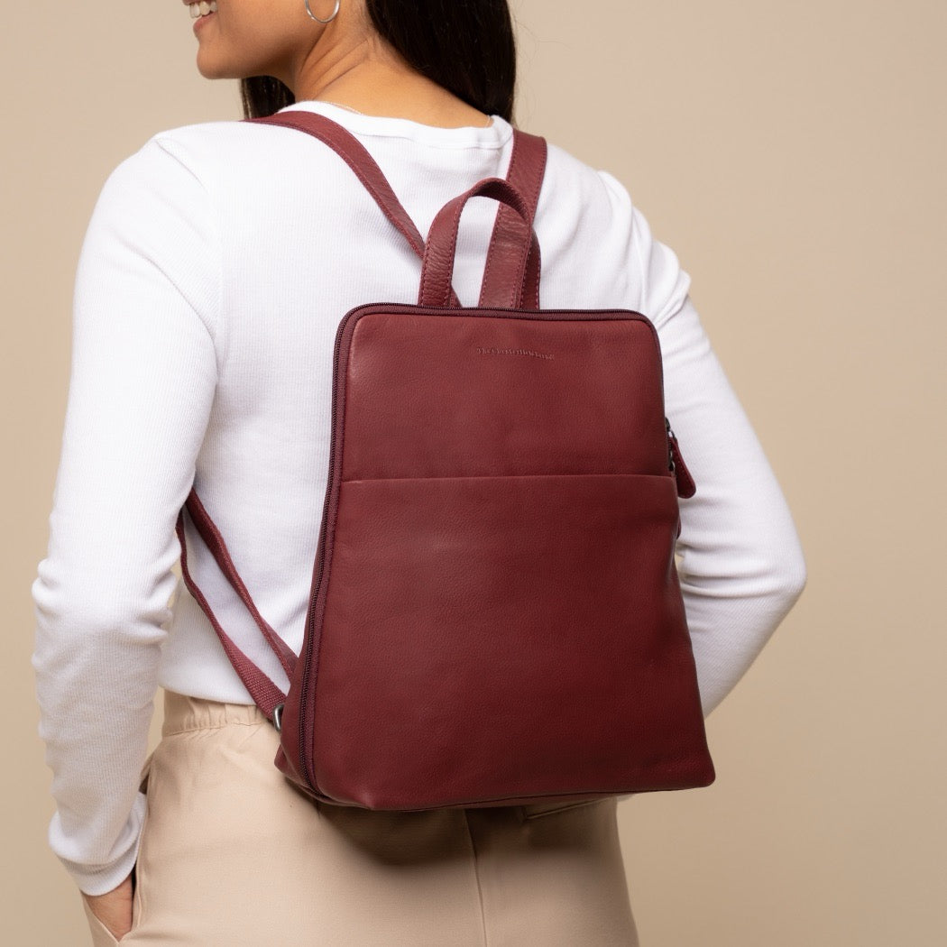 Leder Rucksack Beere Ilara