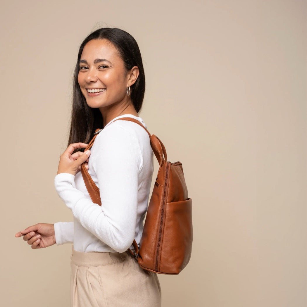 Leder Rucksack Cognac Ilara