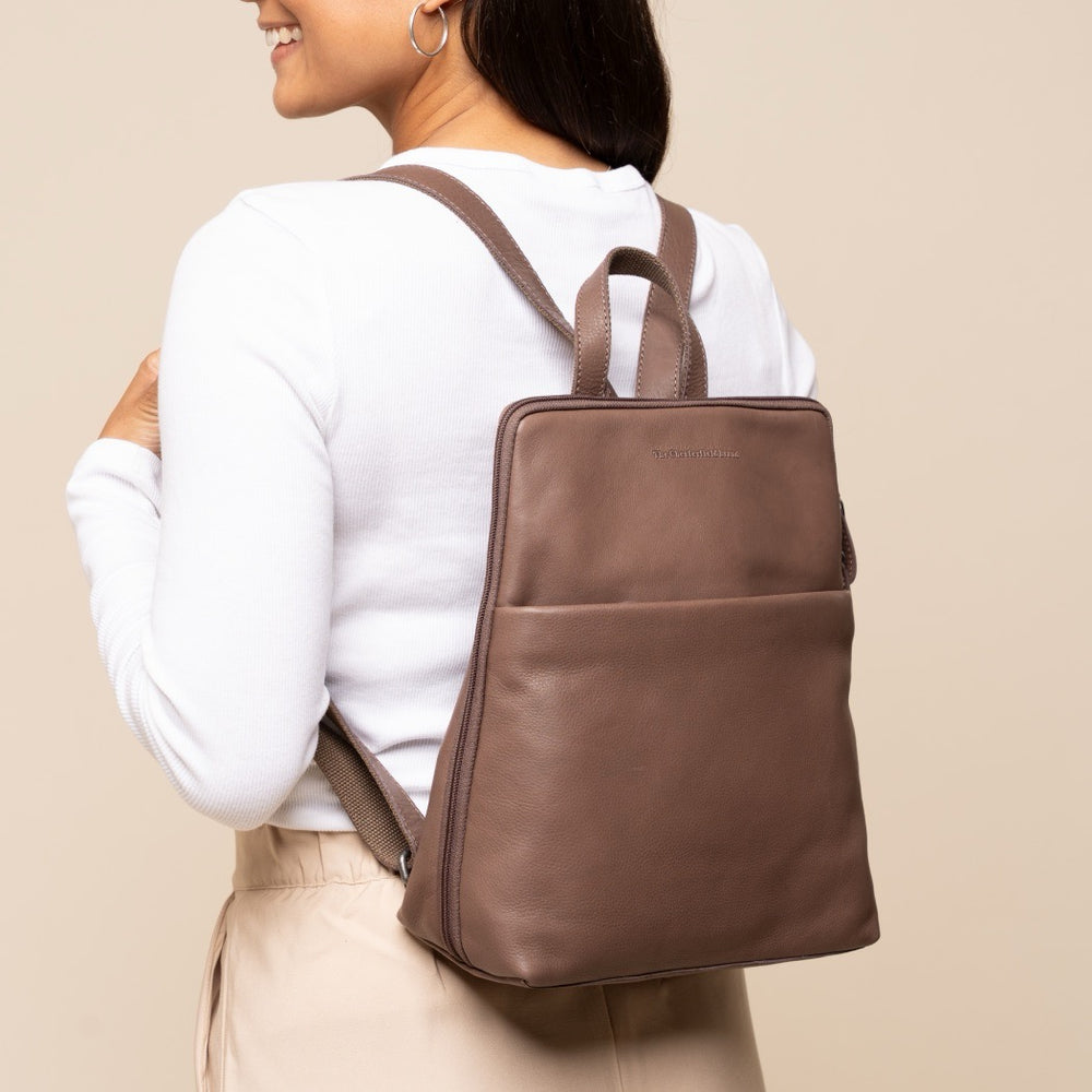Leather Backpack Dark Taupe Ilara