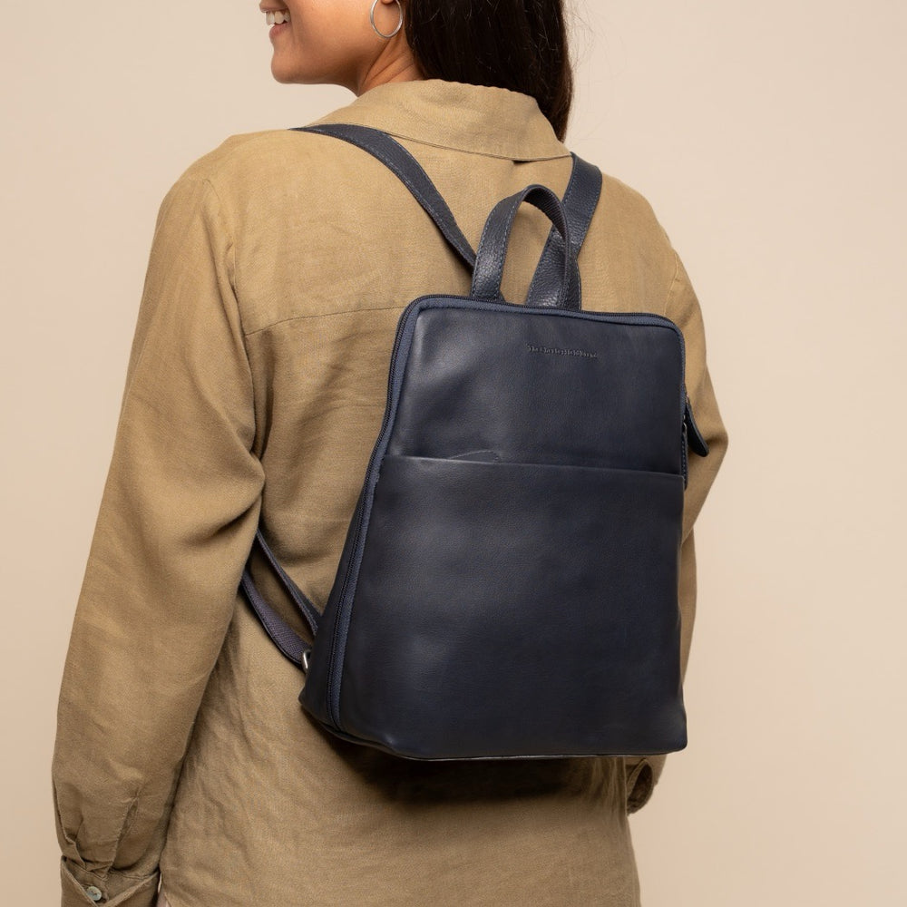 Leather Backpack Navy Ilara