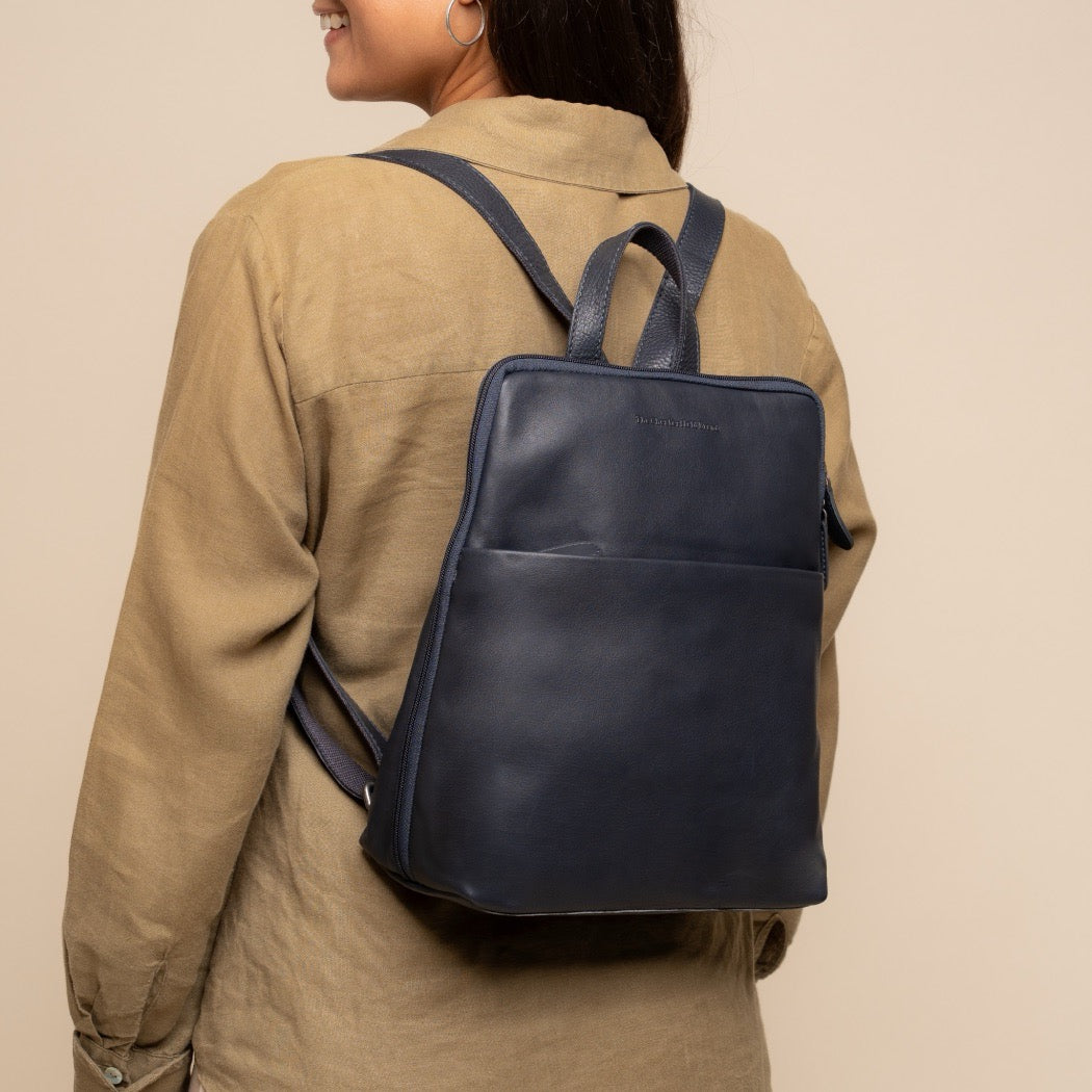 Leder Rucksack Navy Ilara