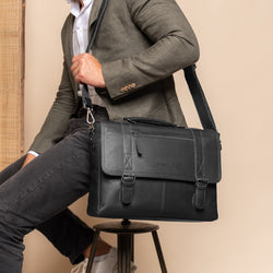 Leather Laptop Bag Black Imperia
