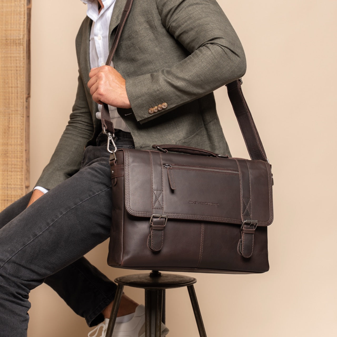 Leather Laptop Bag Brown Imperia