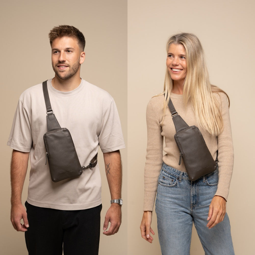 Leather Sling Bag Clay Grey Isley