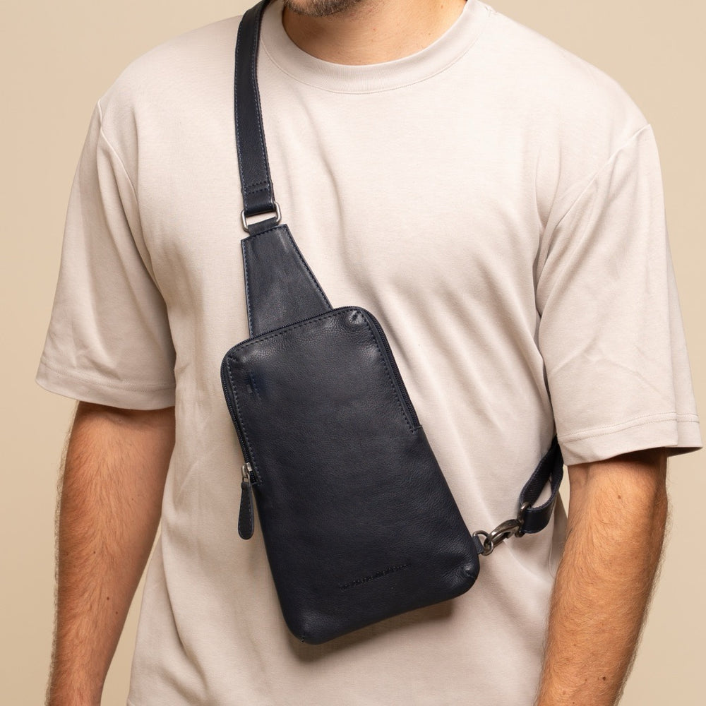 Sacoche Holster en Cuir Bleu Marine Isley