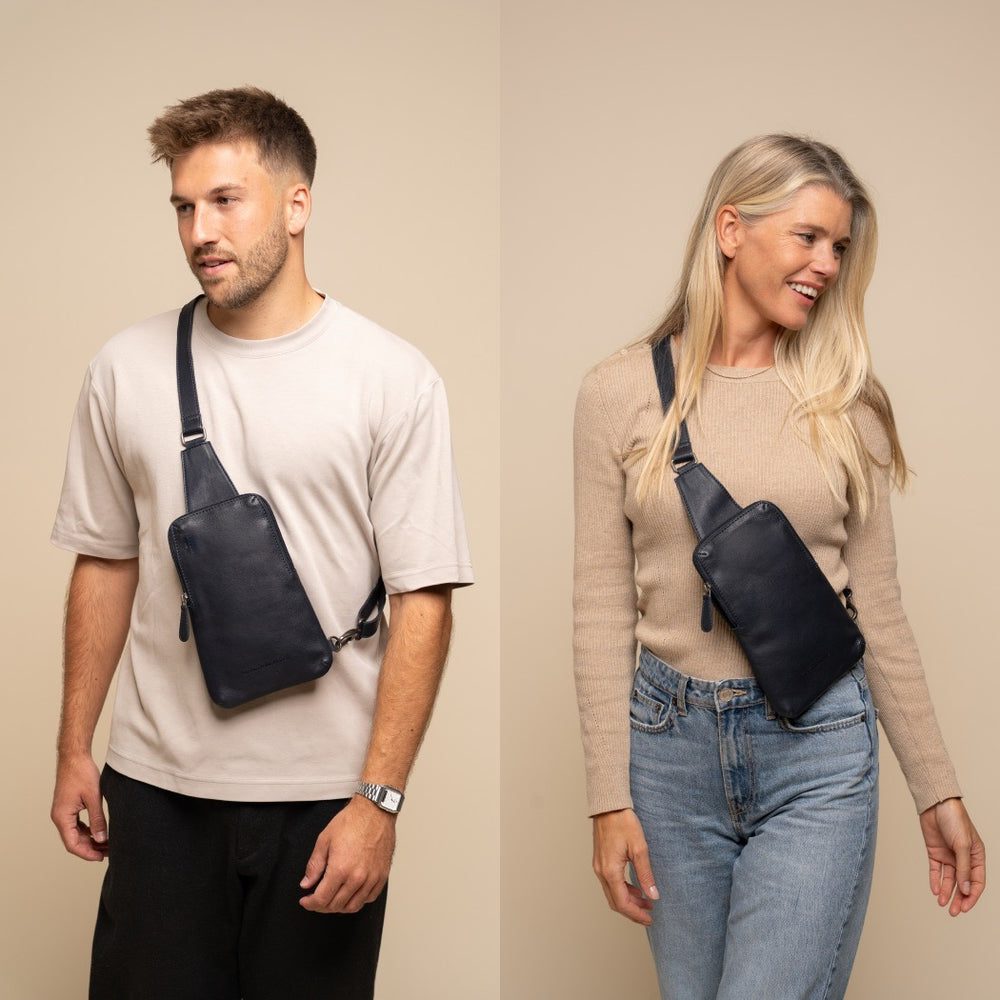 Sacoche Holster en Cuir Bleu Marine Isley