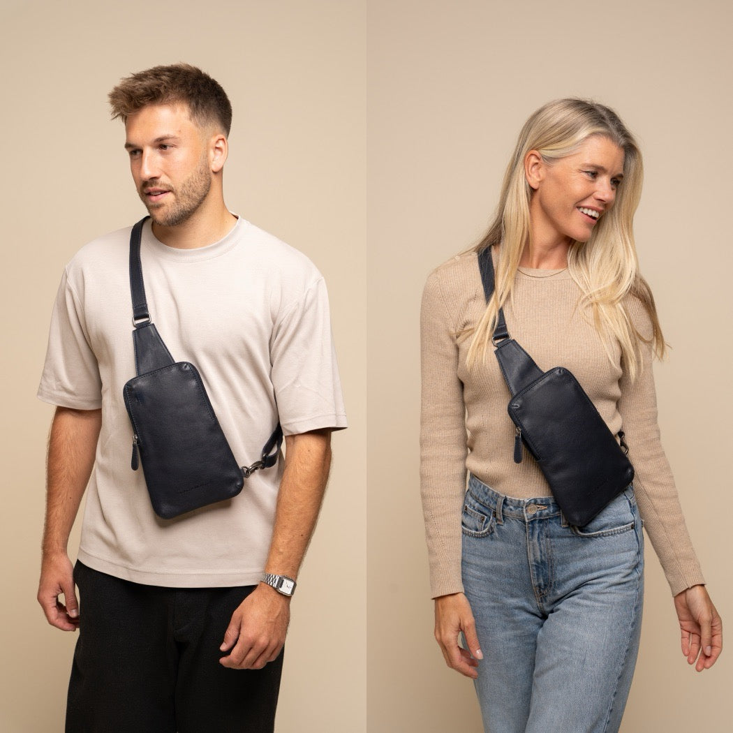 Sacoche Holster en Cuir Bleu Marine Isley