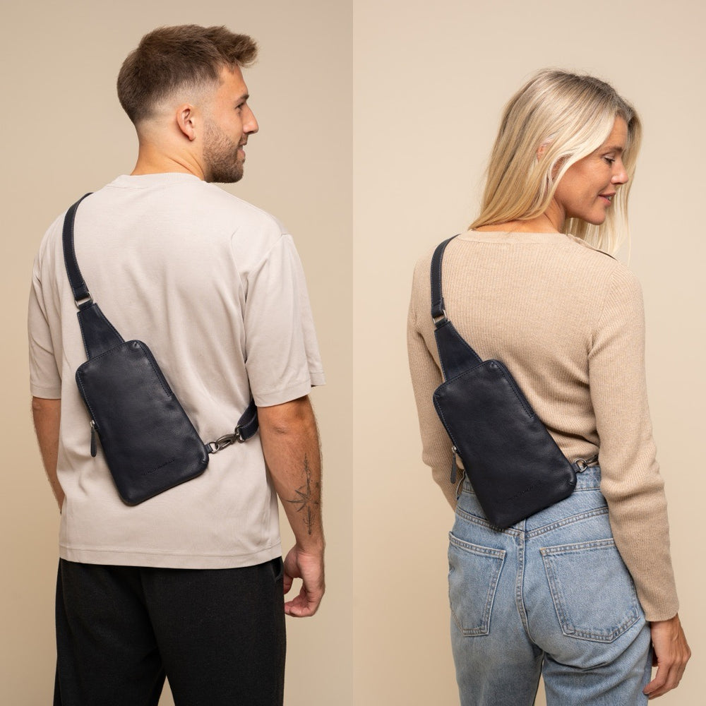 Sacoche Holster en Cuir Bleu Marine Isley