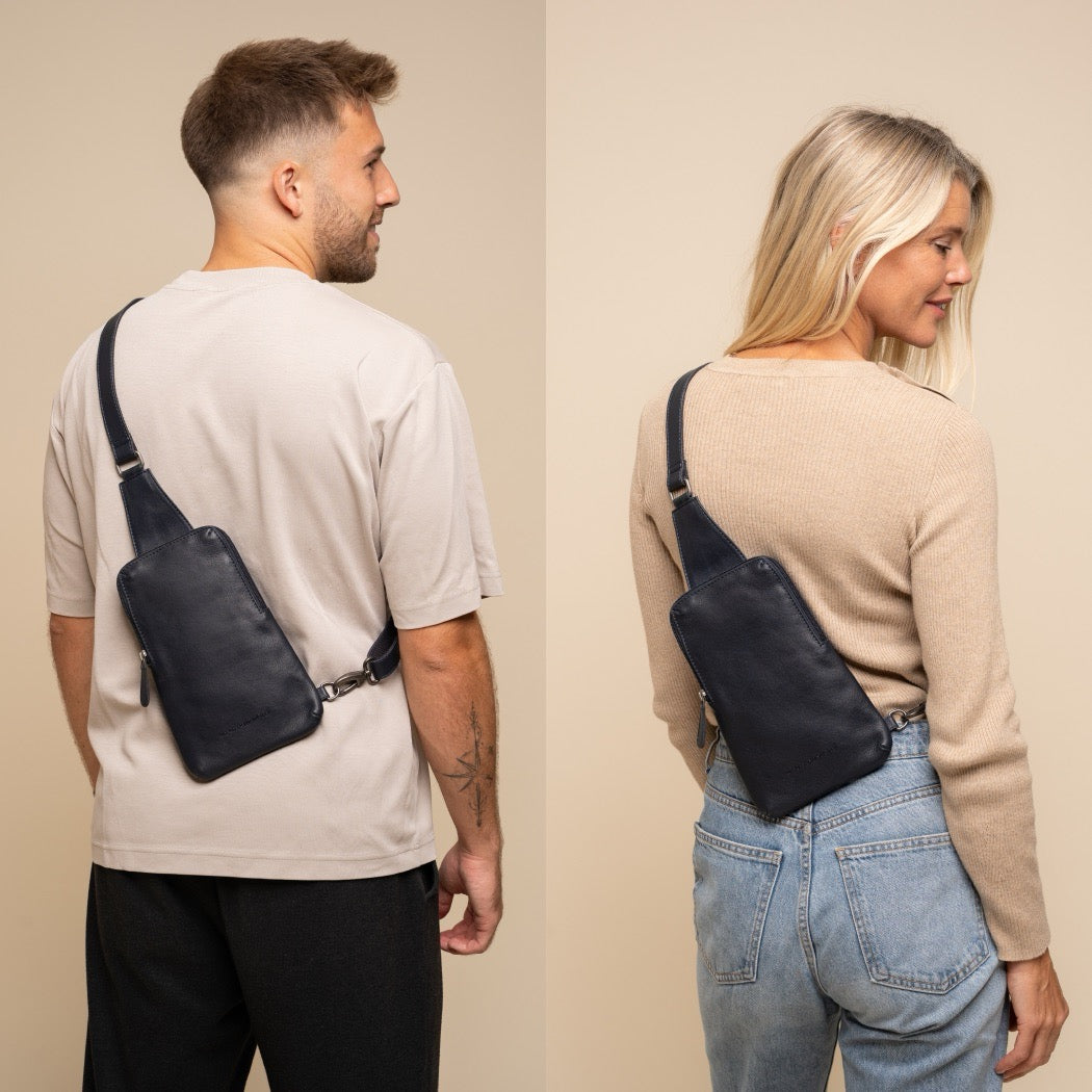 Sacoche Holster en Cuir Bleu Marine Isley