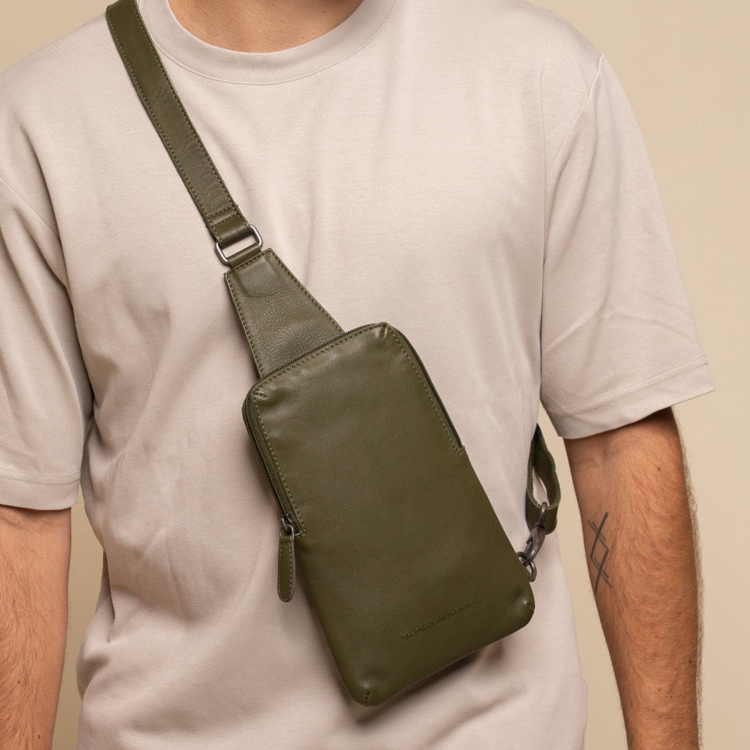 Sacoche Holster en Cuir Vert Olive Isley