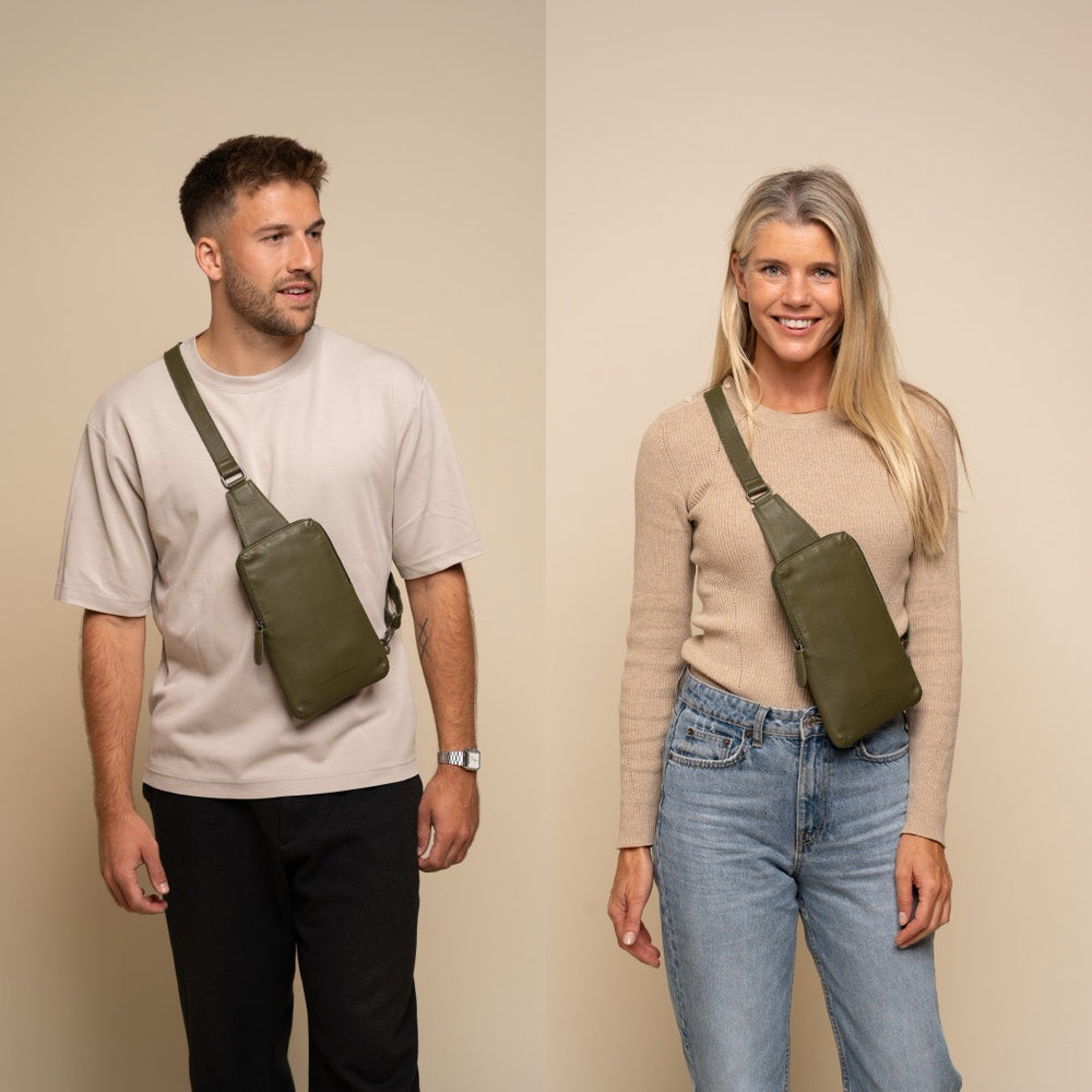 Sacoche Holster en Cuir Vert Olive Isley