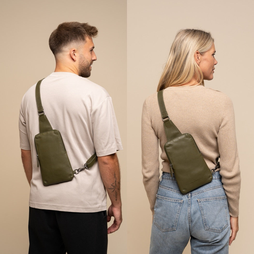 Sacoche Holster en Cuir Vert Olive Isley