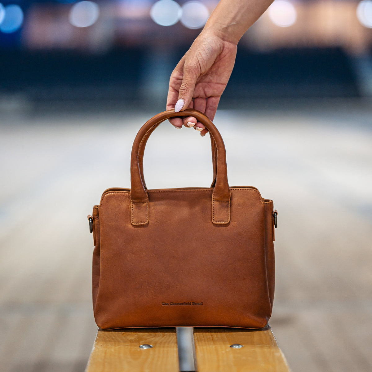 Leren Handtas Cognac Hermosa