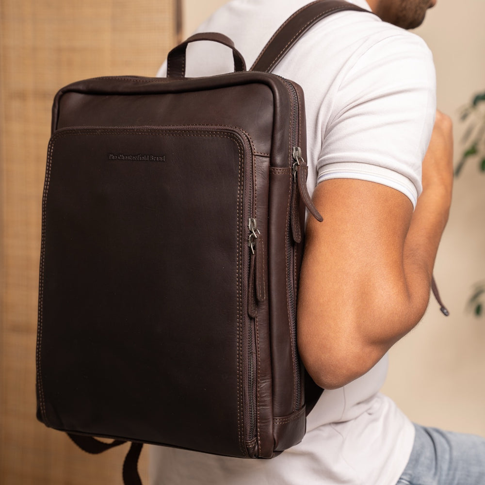 Leather Laptop Backpack Brown Jasper