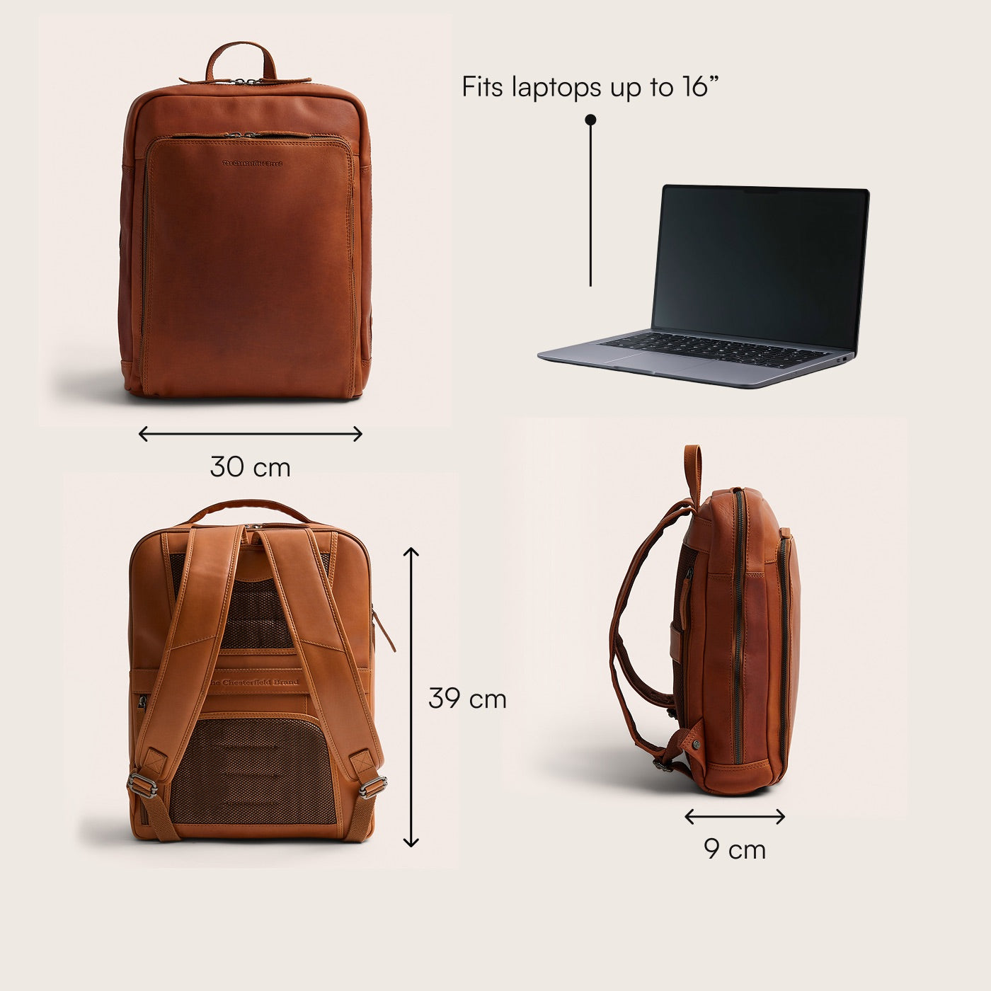 Leather Laptop Backpack Cognac Jasper