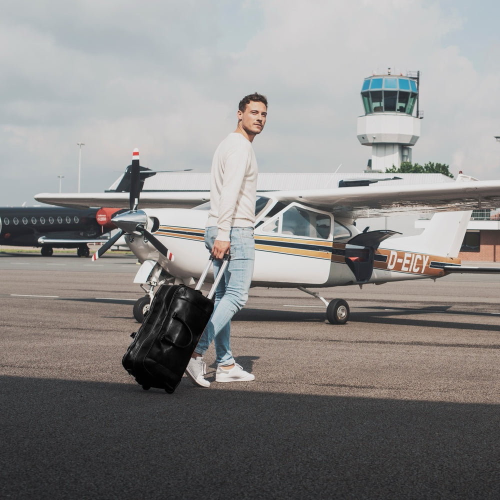 Leder Trolley Weekender Schwarz Jayven