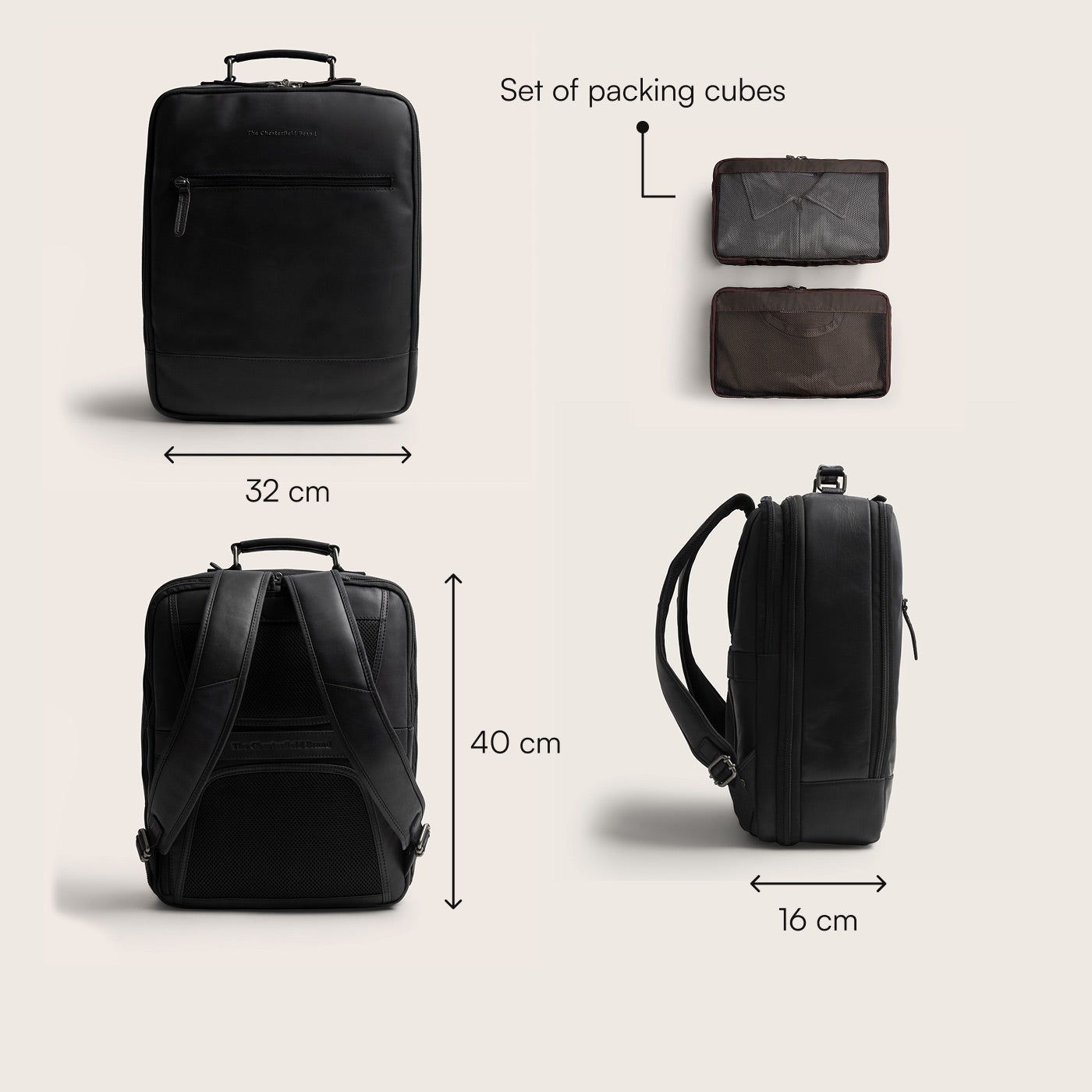 Sac à Dos en Cuir Noir Jamaica