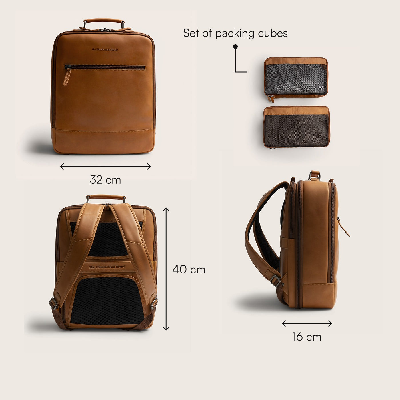 Leder Rucksack Cognac Jamaica